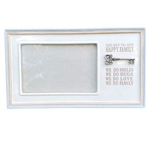 Grasslands Road Happy Family Ceramic Photo Frame Cream Silver Key 4x6 471269